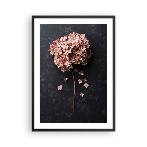 Poster in cornice nera - Ortensia secca su sfondo nero - 50x70cm - Un vero segno romantico - Decorazione murale moderna per soggiorno e camera da letto ARTTOR