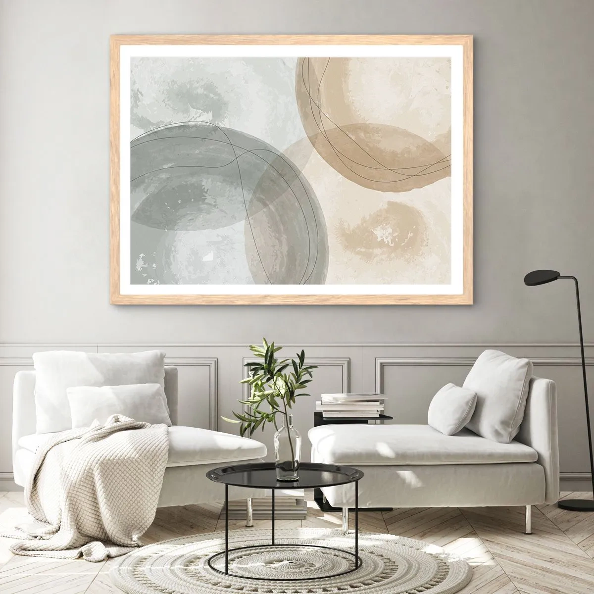 Poster in cornice rovere chiaro - Compenetrazione di mondi - 100x70 cm