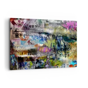 Quadro su tela - Stampe su Tela - Collage astratto con testo e vari colori - 120x80cm - Collage di ricordi - Decorazione murale moderna per soggiorno e camera da letto ARTTOR