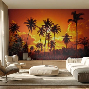 Fotomurali Premium Sand - Bruciano i monti, bruciano i boschi - palme, Tropici, Sole - 350x256 cm