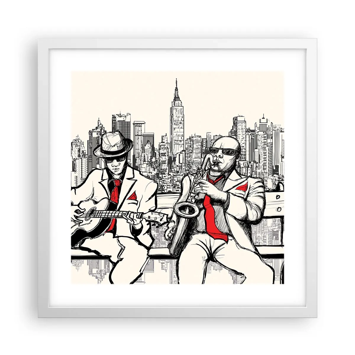 Poster in cornice bianca - Improvvisare a New York - 40x40 cm