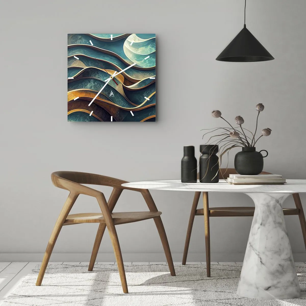 Orologio da parete - Orologio in Vetro - I meandri del blu - 30x30 cm