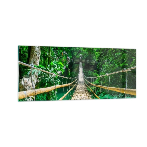 Quadro su vetro - Ponte sospeso sopra il verde - 100x40 cm