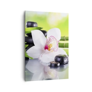 Quadro su tela - Stampe su Tela - Orchidea, pietre e bambù in un'armoniosa composizione spa - 70x100cm - Freschezza rinfrescante - Decorazione murale moderna per soggiorno e camera da letto ARTTOR