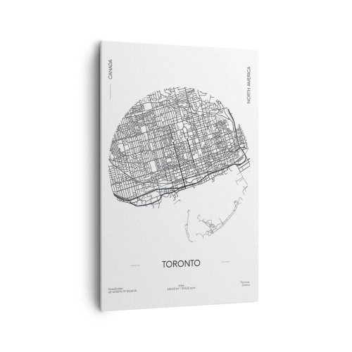 Quadro su tela - Stampe su Tela - Una mappa di Toronto in stile minimalista in bianco e nero - 80x120cm - Anatomia di Toronto - Decorazione murale moderna per soggiorno e camera da letto ARTTOR