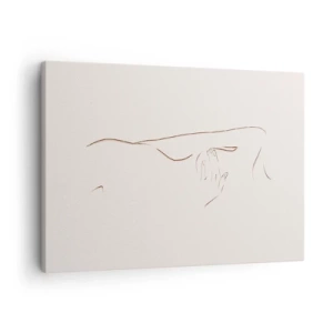 Quadro su tela - Stampe su Tela - Un disegno lineare e sottile di una silhouette su uno sfondo chiaro - 70x50cm - La forma del desiderio - Decorazione murale moderna per soggiorno e camera da letto ARTTOR