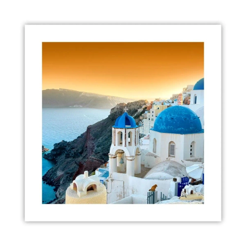 Poster - Santorini: aggrappate alle rocce - 40x40 cm