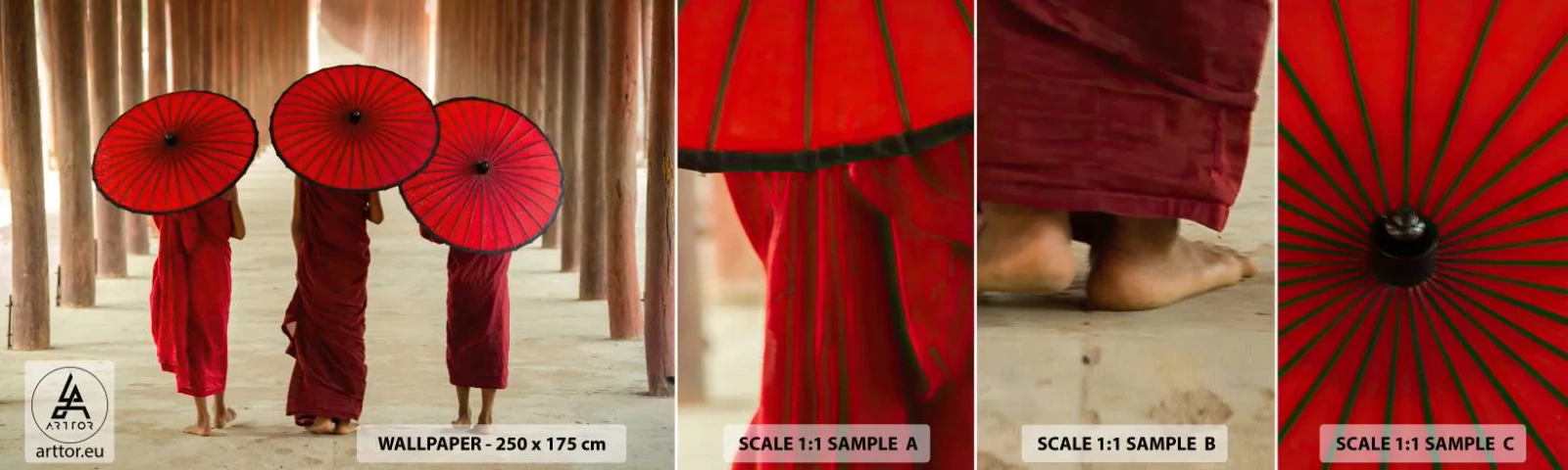 Campione di Fotomurale Adesivo Deluxe Sticker - In cammino verso la Terra Pura - Asia, Birmania, Donne - 100x30 cm