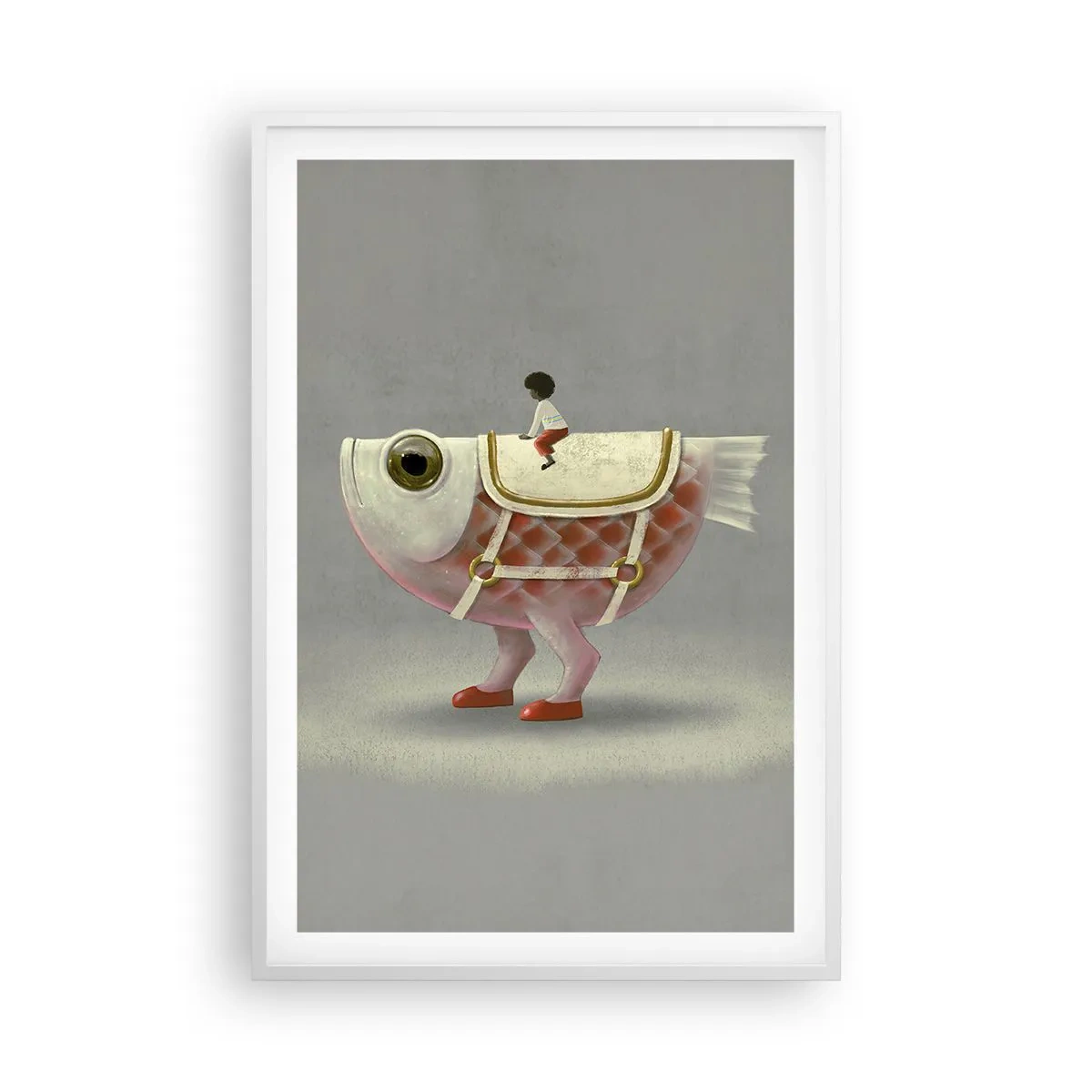 Poster in cornice bianca - Il cavaliere del pesce - 61x91 cm