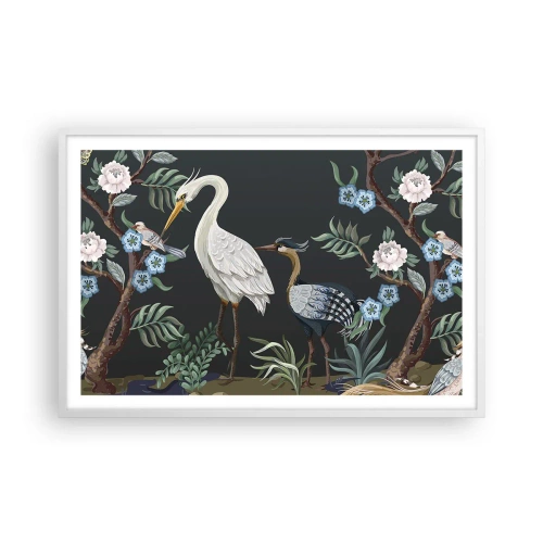 Poster in cornice bianca - La parata degli uccelli - 91x61 cm