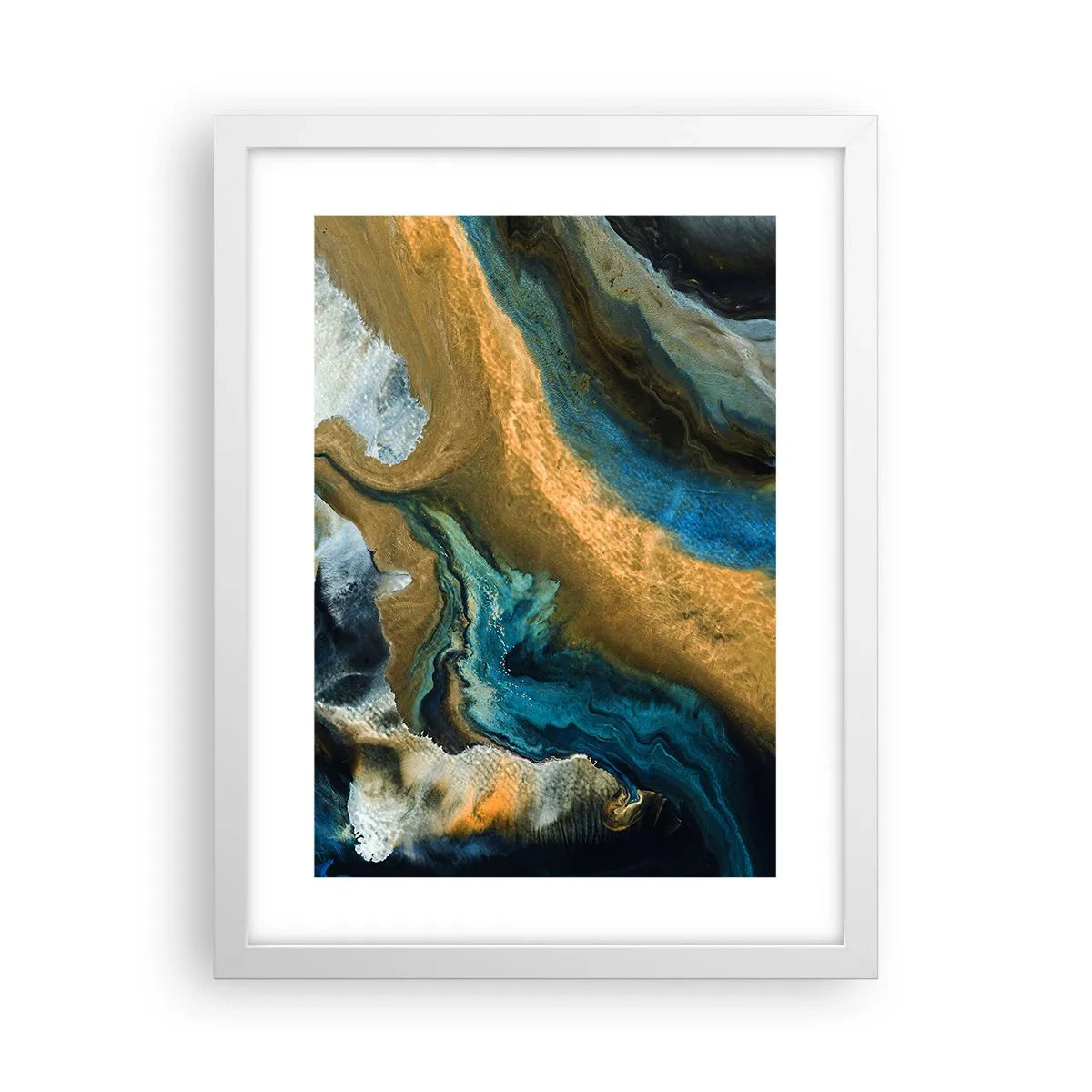 Poster in cornice bianca - Blu-oro: influenza reciproca - 30x40 cm