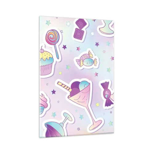 Quadro su vetro - Motivi pastello con dolci e dessert - 80x120cm - Ogni giorno è il mio compleanno - Decorazione murale moderna per soggiorno e camera da letto ARTTOR