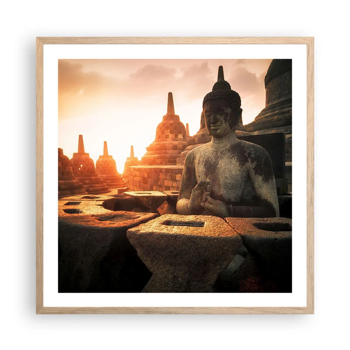 Poster in cornice rovere chiaro - La pagoda della grande saggezza - 60x60 cm