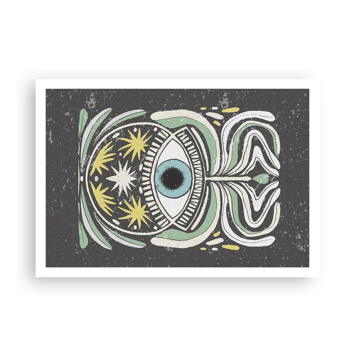 Poster - Un occhio simbolico circondato da motivi astratti - 100x70cm - Rituali tribali - Decorazione murale moderna per soggiorno e camera da letto ARTTOR