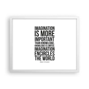 Poster in cornice bianca - Einstein sul potere dell'immaginazione - 50x40 cm