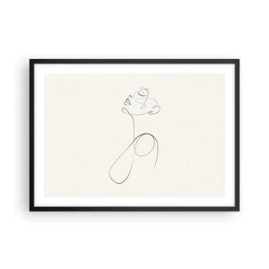 Poster in cornice nera - Schizzo del viso in stile minimalista su sfondo bianco - 70x50cm - Avvolta nei sogni - Decorazione murale moderna per soggiorno e camera da letto ARTTOR