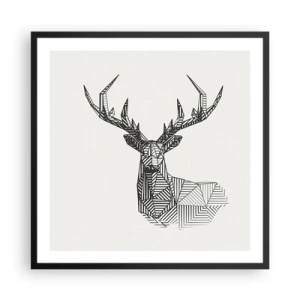 Poster in cornice nera - Cervo in stile cubista - 60x60 cm