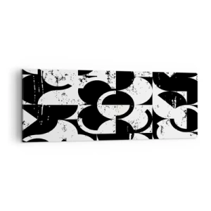 Quadro su tela - Stampe su Tela - Motivo geometrico astratto in bianco e nero con effetto vintage - 140x50cm - Il bianco è bianco, il nero è nero - Decorazione murale moderna per soggiorno e camera da letto ARTTOR
