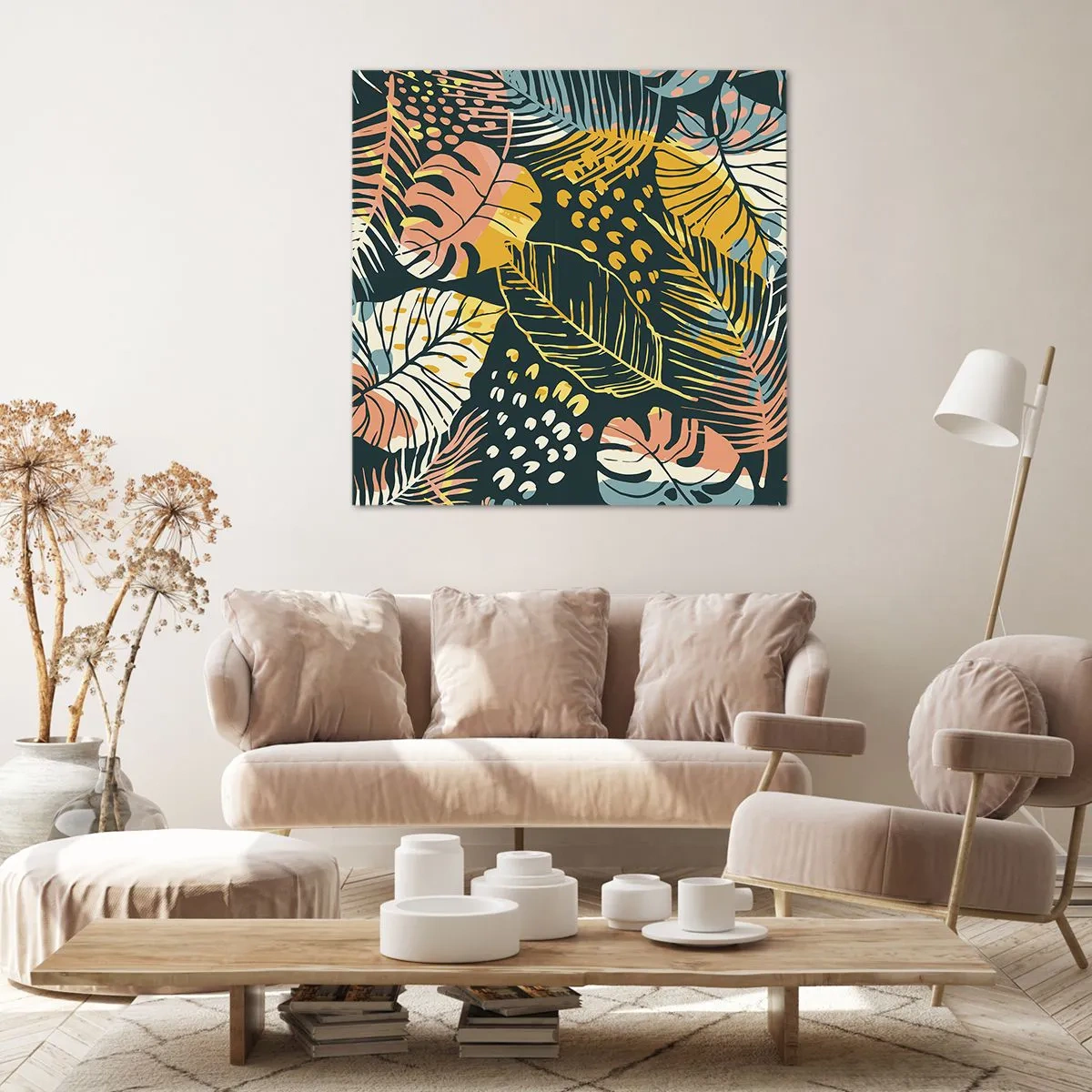 Quadro su tela - Stampe su Tela - Fantasia di foglie - 60x60 cm