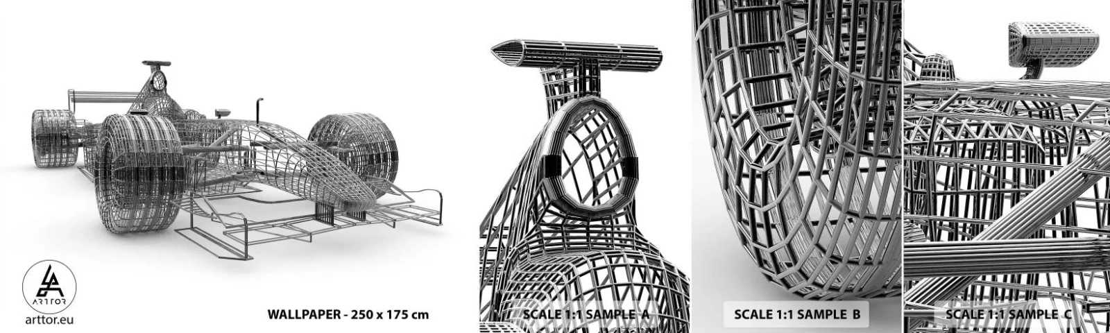 Campione di Fotomurale Adesivo Deluxe Sticker - Struttura ideale: idea di slancio - 3D, Auto da corsa, Grafica - 100x30 cm