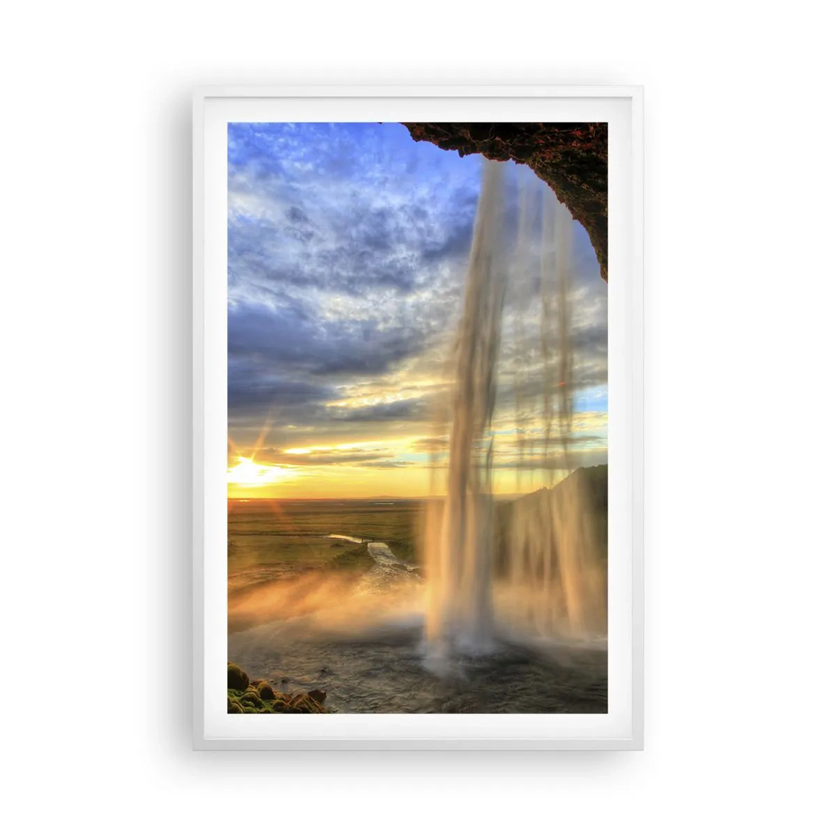 Poster in cornice bianca - Il mondo dietro una tenda di gocce - 61x91 cm