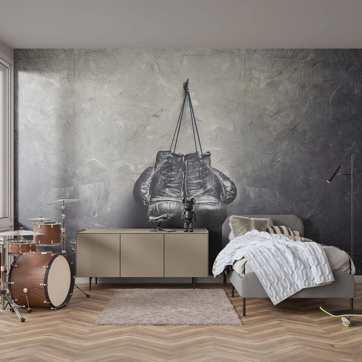 Fotomurali Premium Canvas - Tempo di lotte e tempo di pace - Scatola, Guanti da box, Vintage ▾ - 200x140 cm