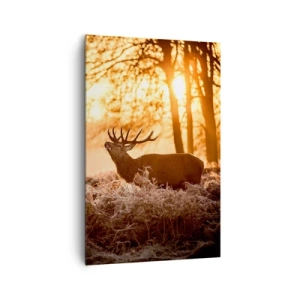 Quadro su tela - Stampe su Tela - Due cervi al tramonto in un paesaggio invernale - 80x120cm - Il sogno del cacciatore - Decorazione murale moderna per soggiorno e camera da letto ARTTOR