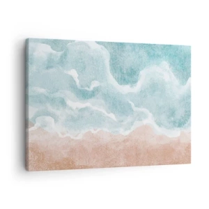 Quadro su tela - Stampe su Tela - Spiaggia astratta con onde nei toni del blu e del beige - 70x50cm - Astrazione nebulosa - Decorazione murale moderna per soggiorno e camera da letto ARTTOR