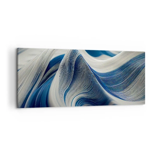 Quadro su tela - Stampe su Tela - Fluidità di blu e di bianco - 100x40 cm