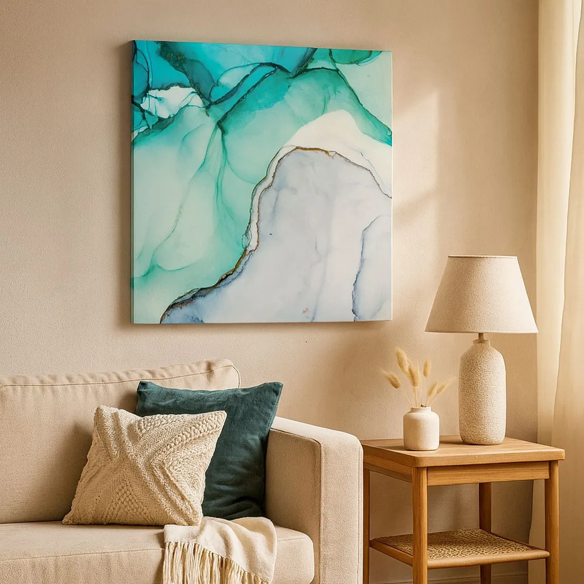 Quadro su tela - Stampe su Tela - Studio in turchese - 30x30 cm