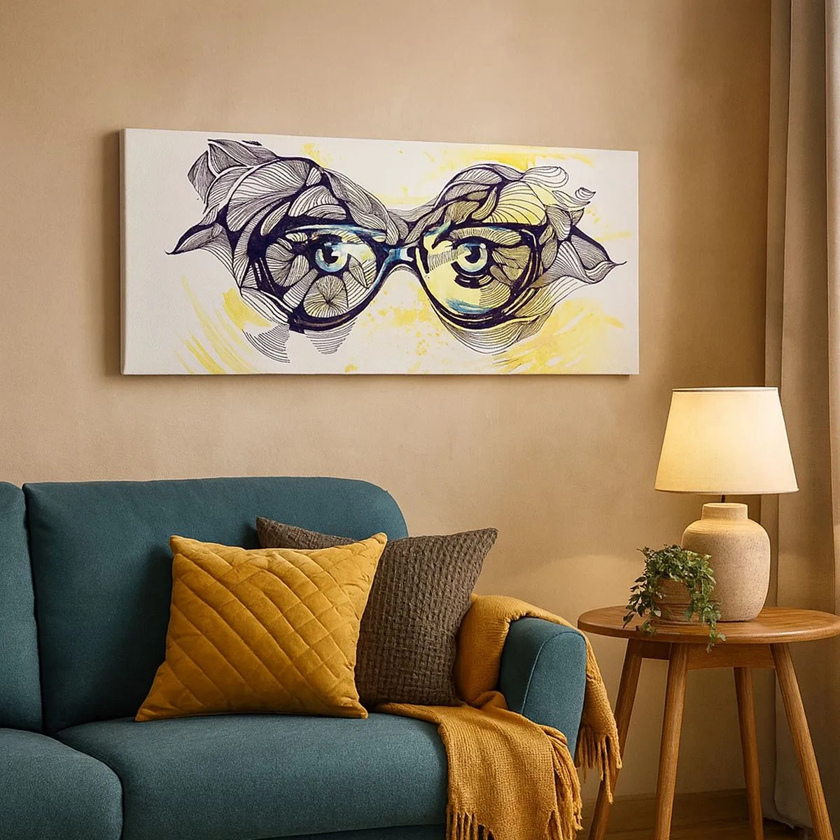 Quadro su tela - Stampe su Tela - Attraverso gli occhiali blu - 100x40 cm