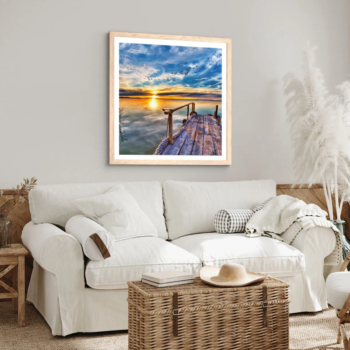 Poster in cornice rovere chiaro - Il vento è andato a dormire - 30x30 cm