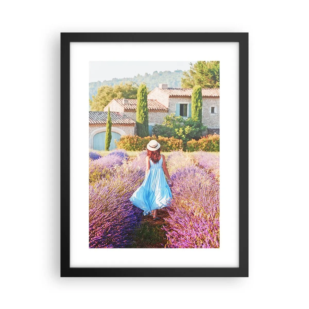 Poster in cornice nera - La ragazza nella lavanda - 30x40 cm