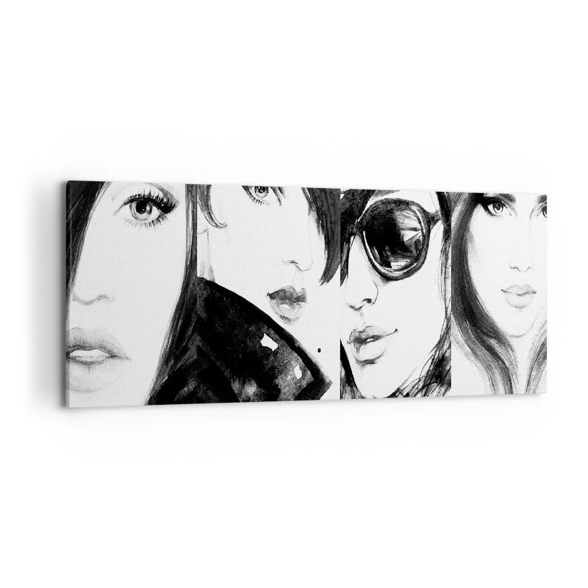 Quadro su tela - Stampe su Tela - Ritratti eleganti di donne in toni monocromatici - 120x50cm - Bellezza moltiplicata - Decorazione murale moderna per soggiorno e camera da letto ARTTOR