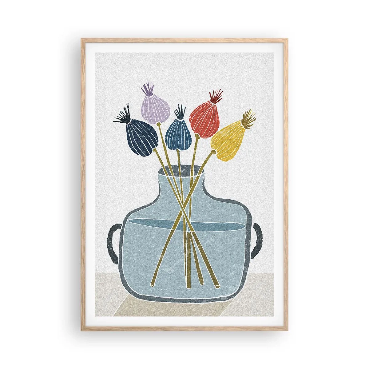 Poster in cornice rovere chiaro - Il silenzio dei papaveri - 70x100 cm