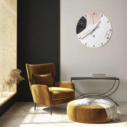 Orologio da parete - Orologio in Vetro - Motivo astratto con accenti rosa, neri e dorati - 30x30cm - Tutto scorre - Decorazione murale moderna per soggiorno, cucina e camera da letto ARTTOR