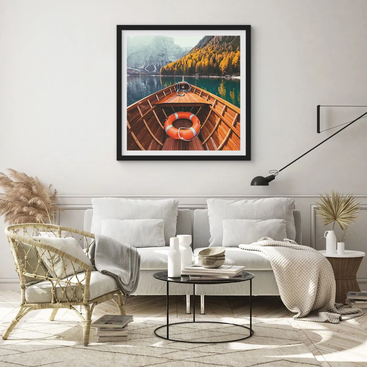 Poster in cornice nera - Gita sui monti - 60x60 cm