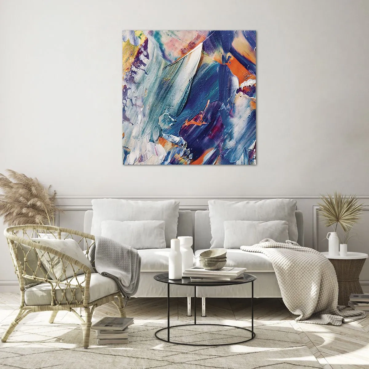 Quadro su vetro - La confusione del colore - 70x70 cm