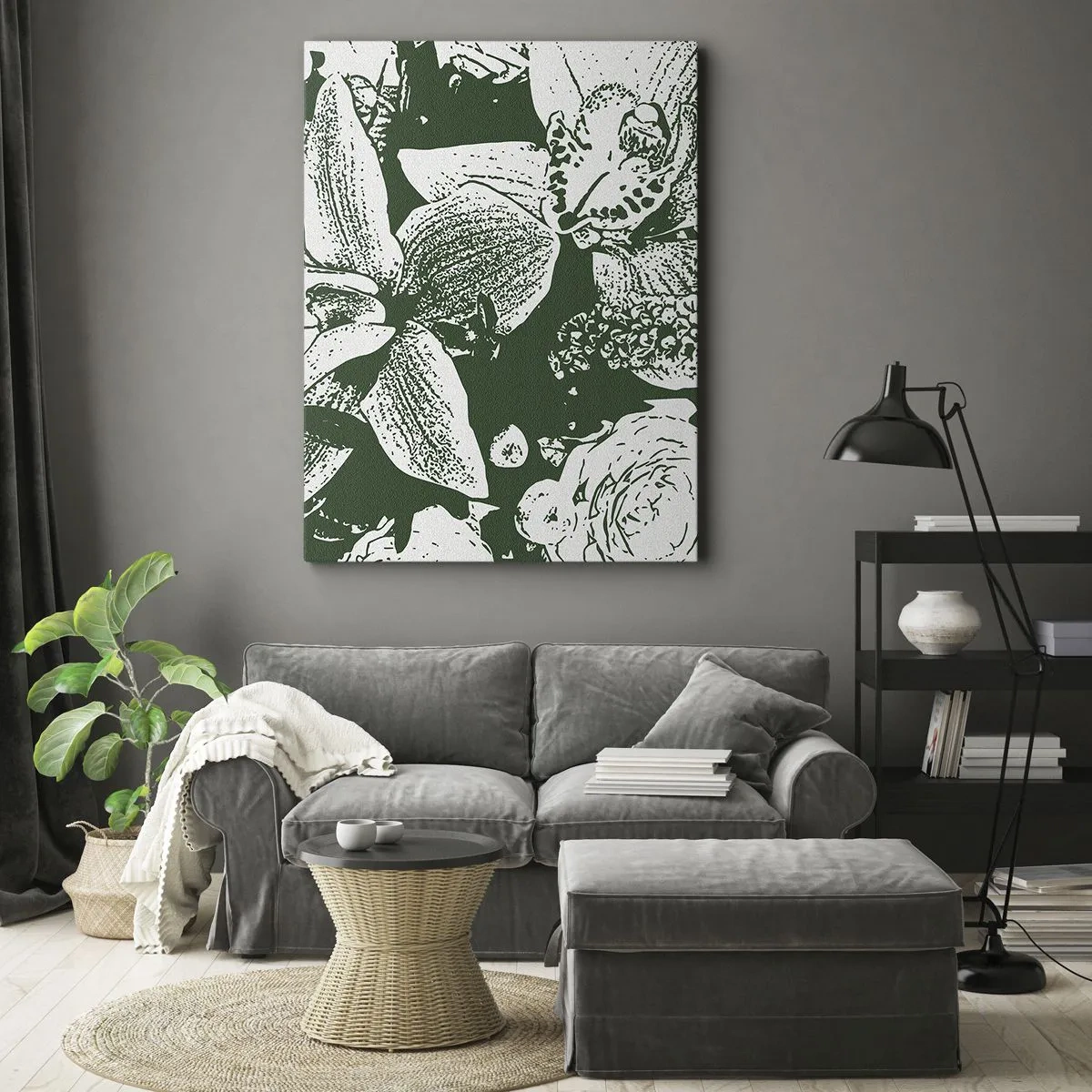 Quadro su tela - Stampe su Tela - Bouquet: il mondo del verde - 80x120 cm
