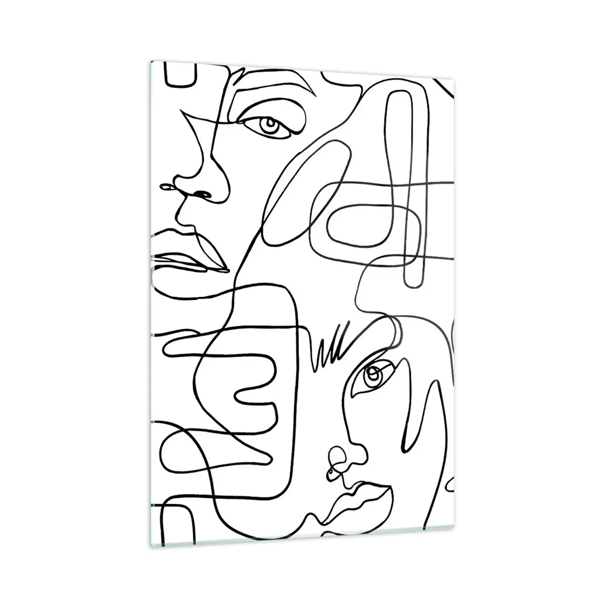 Quadro su vetro - Grafica facciale in bianco e nero - 50x70cm - Emozioni intrecciate - Decorazione murale moderna per soggiorno e camera da letto ARTTOR