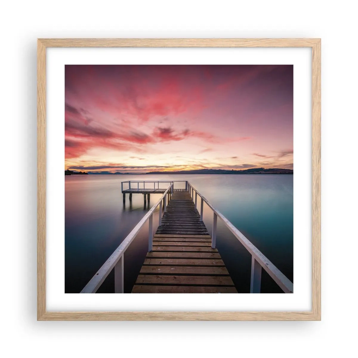 Poster in cornice rovere chiaro - La fiamma mite della sera - 50x50 cm