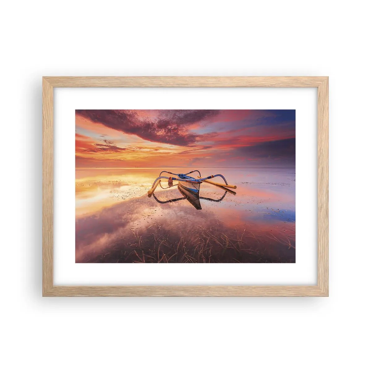 Poster in cornice rovere chiaro - La pace della sera tropicale - 40x30 cm