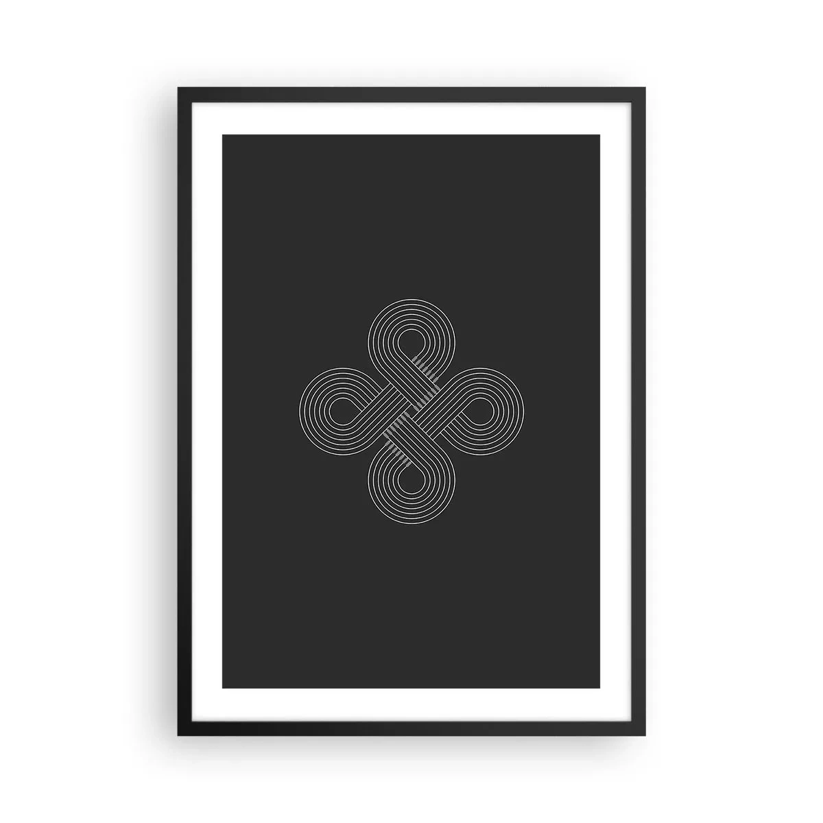 Poster in cornice nera - Simbolo geometrico su sfondo nero - 50x70cm - Nello spirito celtico - Decorazione murale moderna per soggiorno e camera da letto ARTTOR