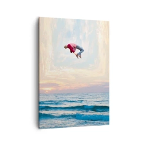 Quadro su tela - Stampe su Tela - Salto surreale sul mare nella cornice - 50x70cm - In un'altra dimensione - Decorazione murale moderna per soggiorno e camera da letto ARTTOR