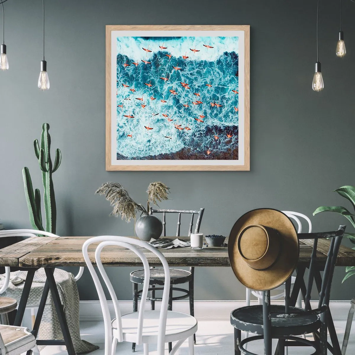 Poster in cornice rovere chiaro - Parata sotto il mare - 50x50 cm