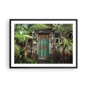 Poster in cornice nera - Porte decorative circondate da vegetazione tropicale - 70x50cm - Le porte verso un mondo esotico - Decorazione murale moderna per soggiorno e camera da letto ARTTOR
