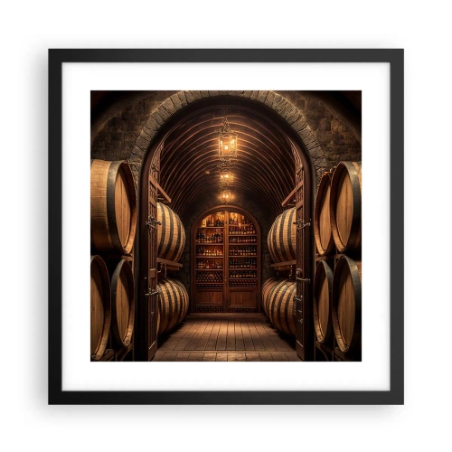 Poster in cornice nera - L'atmosfera della cantina - 40x40 cm