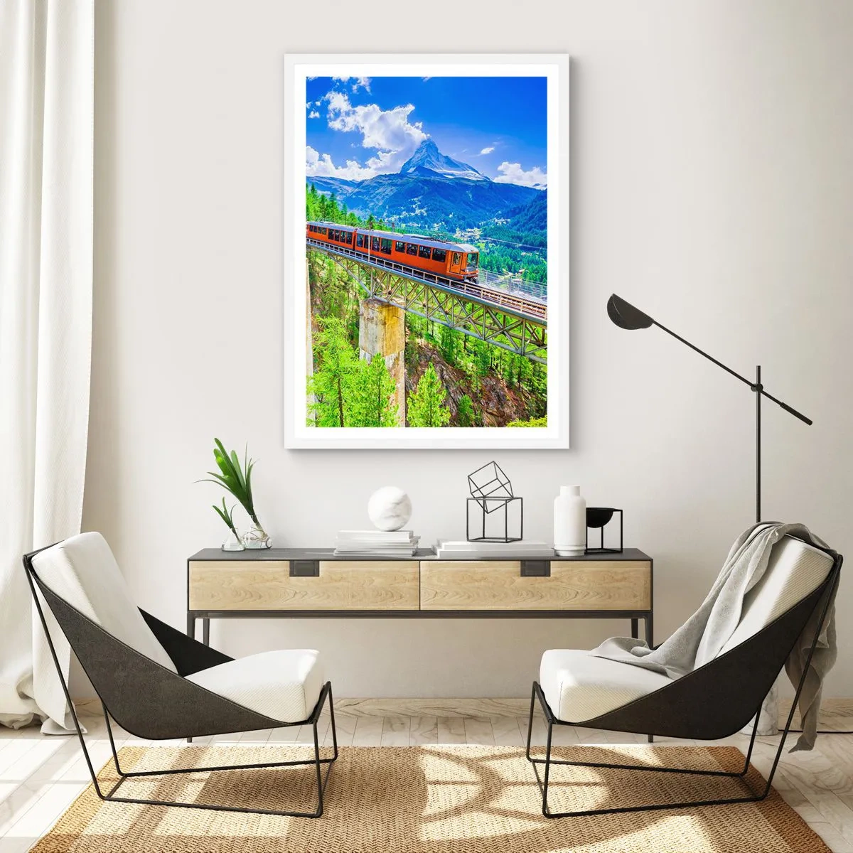 Poster in cornice bianca - Ferrovia alpina - 50x70 cm
