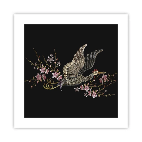 Poster - Uccello esotico ricamato - 40x40 cm