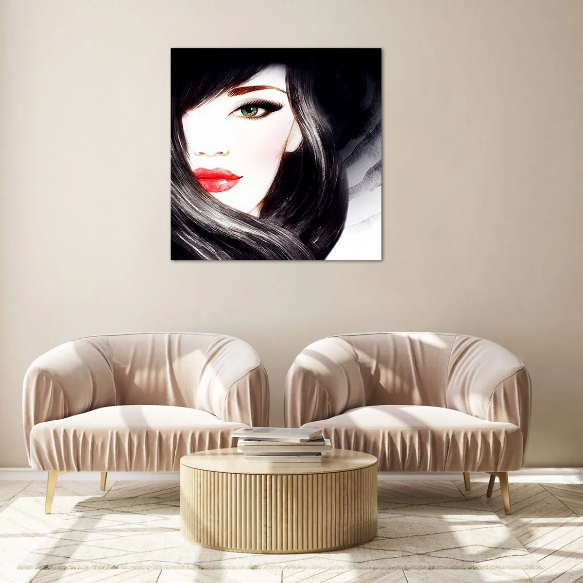 Quadro su vetro - Sguardo di zaffiro - 30x30 cm